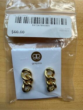 Gorjana Polished Gold Triple Link Stud Earrings